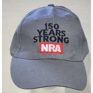 NRA 150 Years Strong Anniversary Baseball Hat Cap Adjustable Strap Gray